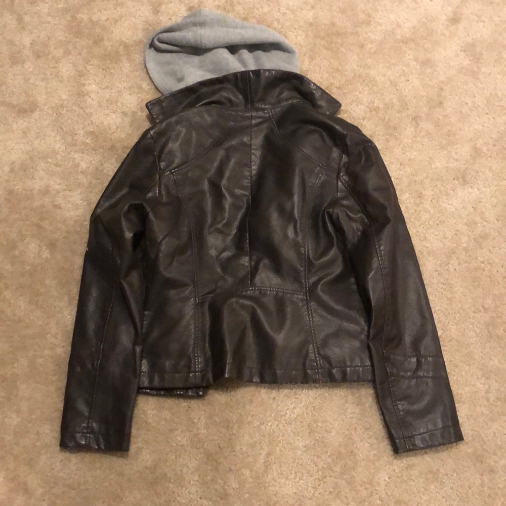 Giacca Brown Faux Leather Sweatshirt Jacket - Picture 5 of 5